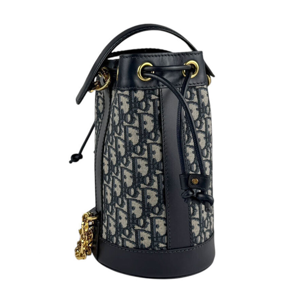 Dior Canvas  Blue Navy Leather Bag Christian Shoulder Blue
